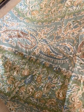 Pottery Barn king Duvet and one standard sham green paisley
